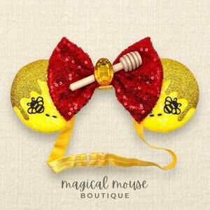 Elastic Winnie the Pooh Minnie Ears | Disney-Inspired Mouse Ears